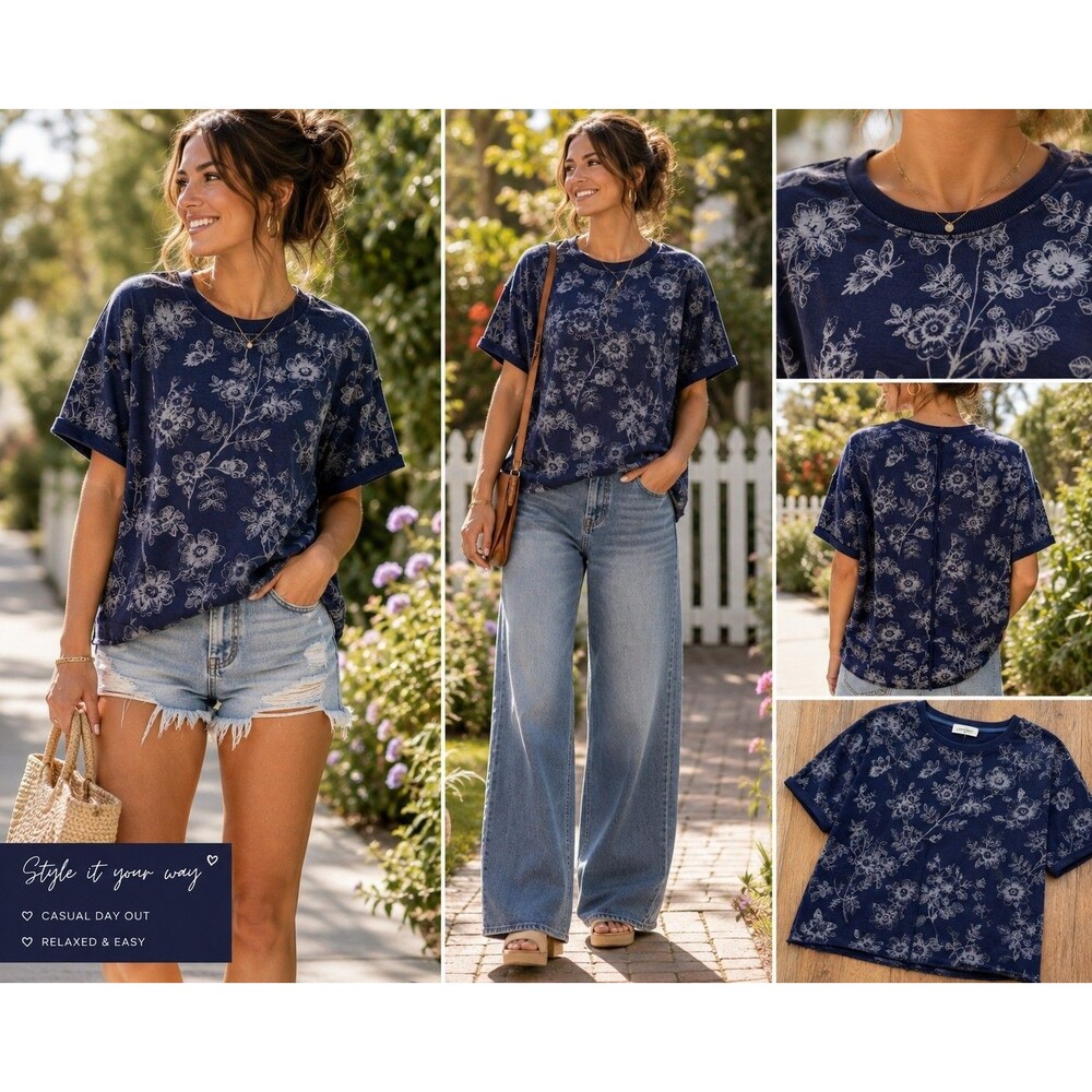 Umgee Women S Floral Butterfly Light Sweatshirt Raw Him Top Boho Cottagecore
